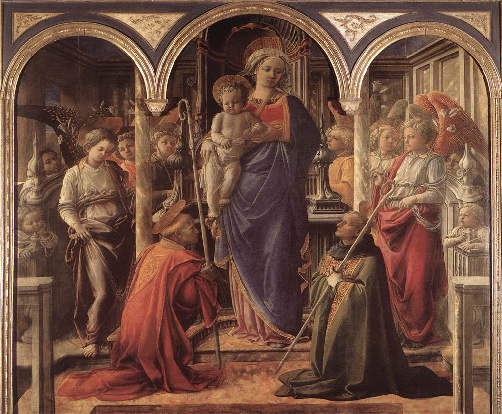 LIPPI, Fra Filippo Adoration of the Child with Saints g